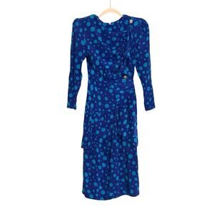 Maggy London by Jeannene Boher Vintage Blue Silk Polka Dot Dress